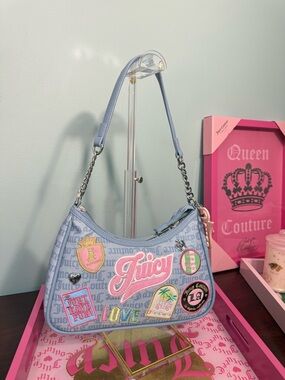 Juicy Couture Light Blue Patchwork Mini Shoulder Bag